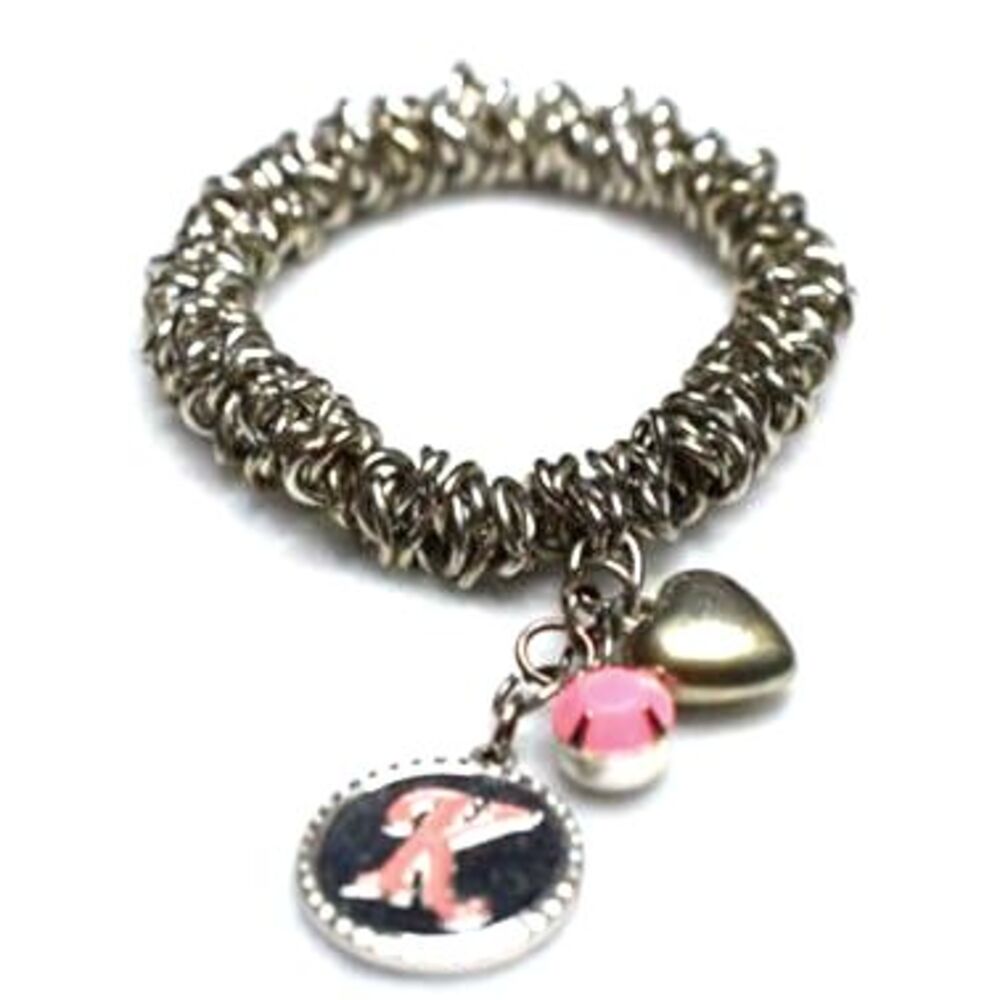 Justice Neon Pink Intial K Stainless Steel Stretch 6" Bracelet